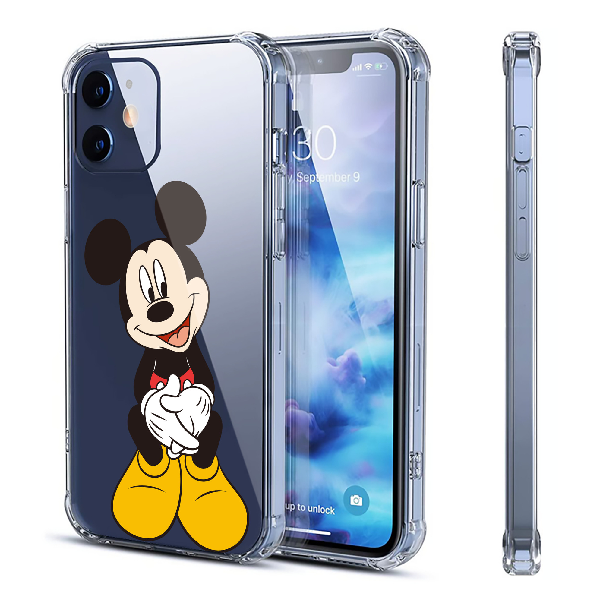 （画像用） ミッキーマウス Mickey Mouse 【iPhone 12シリーズ対応】透明スマホケース（クリアソフトケース）
